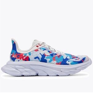 Hoka Blue and Red Clifton Edge geometric women’s size 6.5